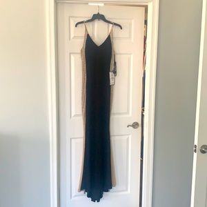 Xscape beaded illusion dress- Black